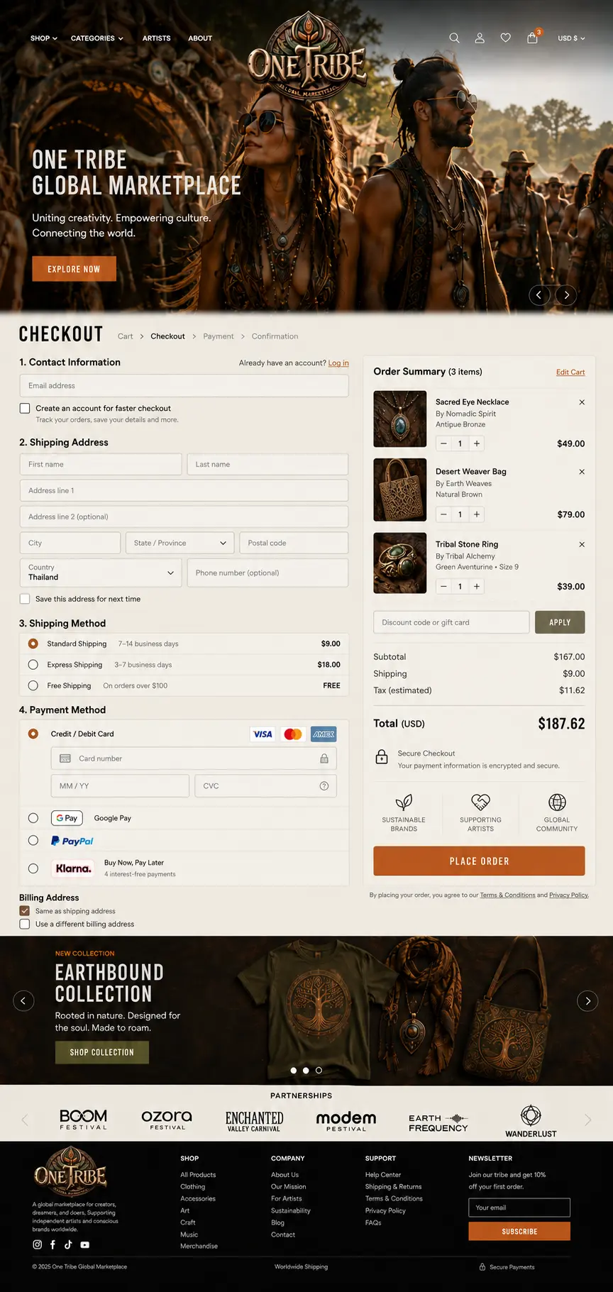 Preview of the Checkout page