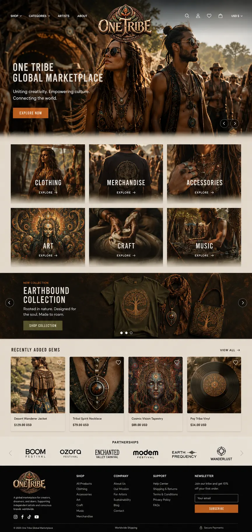 Preview of the Marketplace Home page